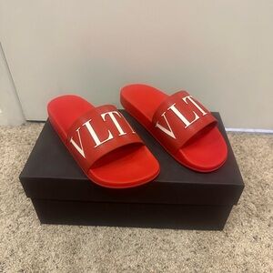 VLTN Red Slide Sandals